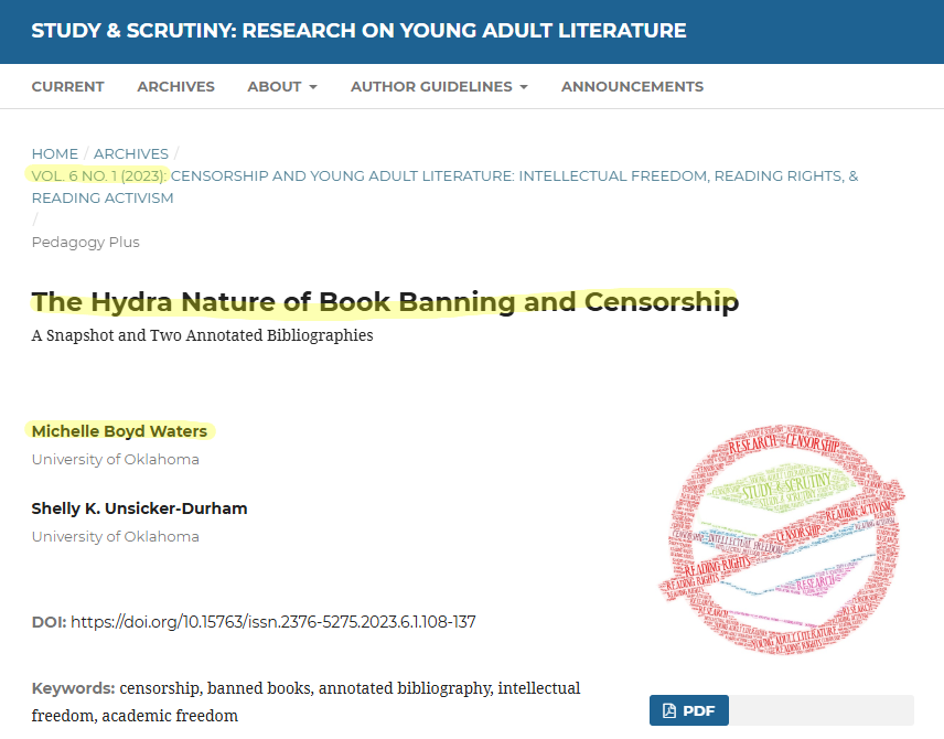 Book Banning Journal Article